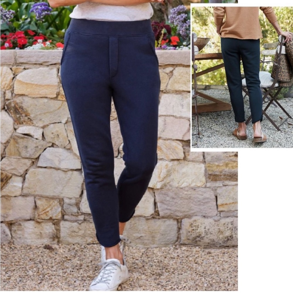 EUC FRANK & EILEEN TEE LAB CHRISTINE TULIP ANKLE FLEECE SWEATPANTS IN NAVY M